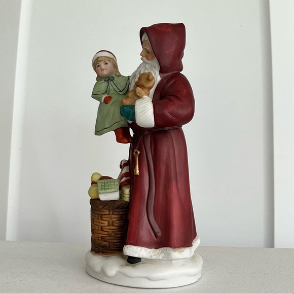 vintage homco santa little girl basket of toys key old world st nick 5118 - Picture 4 of 6